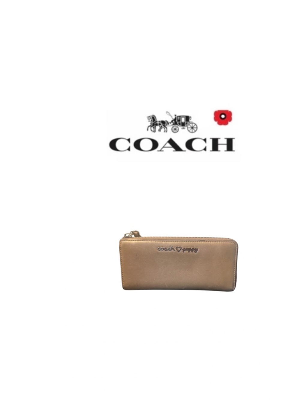 Coach Poppy Legacy Metallic Gold Accordion Wallet